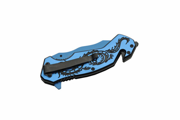 Blue Flying Dragon Stainless Steel Blade | Aluminum Handle 7.75 inch EDC Pocket Folding Knife