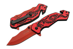 Red Flying Dragon Stainless Steel Blade | Aluminum Handle 4.5 inch EDC Pocket Folding Knife