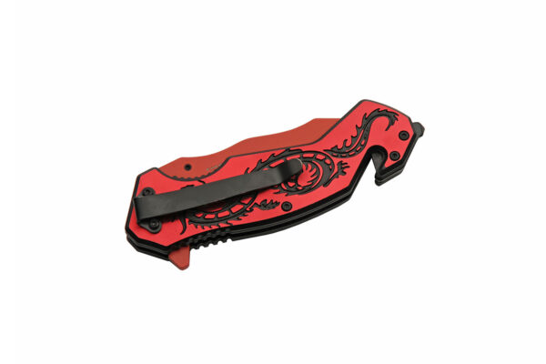 Red Flying Dragon Stainless Steel Blade | Aluminum Handle 7.75 inch EDC Pocket Folder