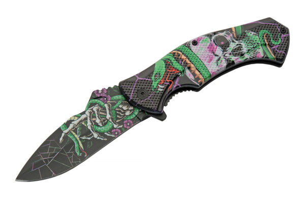 Serpent & Skull Stainless Steel Blade | ABS Handle 5 inch EDC Pocket Folding Knife