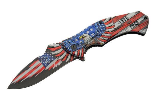 US Flag Eagle Stainless Steel Blade | Abs Handle 8.75 inch EDC Pocket Folding Knife