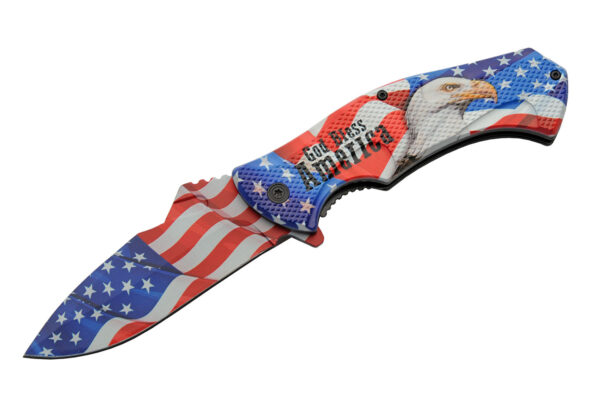 Bless America Stainless Steel Blade | Abs Handle 8.75 inch EDC Pocket Folding Knife