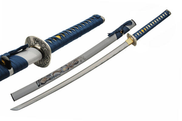 Water Dragon Carbon Steel Blade | Cord Wrapped Handle 41 inch Katana Sword