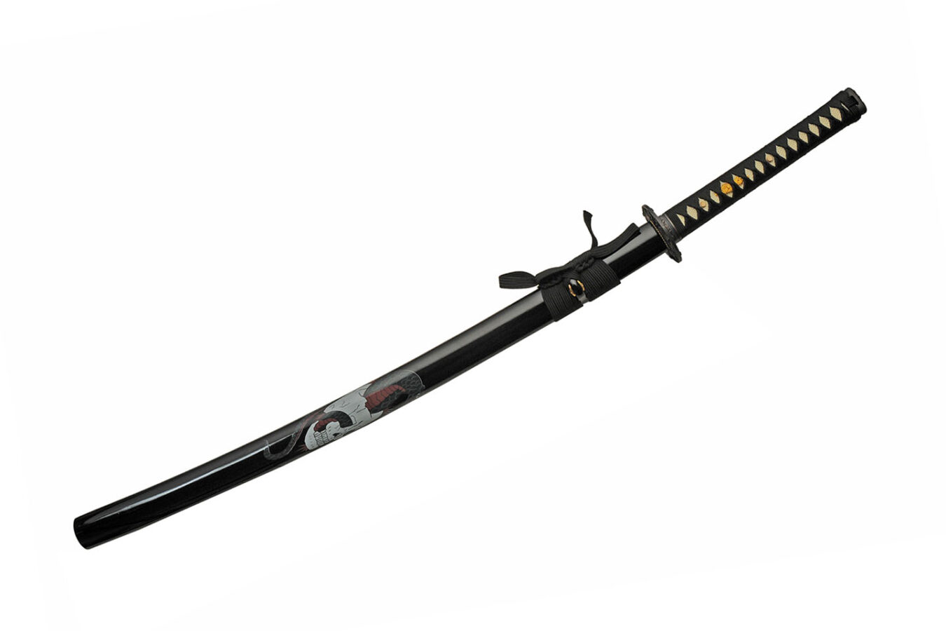Skull Tattoo Carbon Steel Blade | Cord Wrapped Handle 41 inch Katana Sword