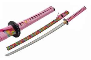 Rainbow Taffy Carbon Steel Blade | Cord Wrapped Handle 41 inch Katana Sword