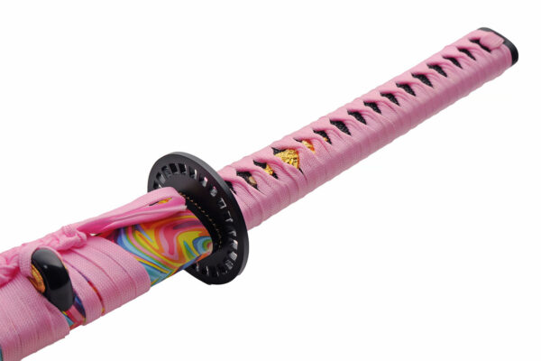 Rainbow Taffy Carbon Steel Blade | Cord Wrapped Handle 41 inch Katana Sword