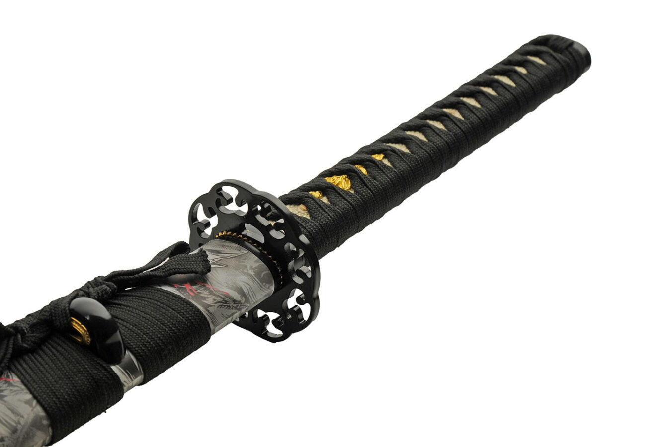 Snarling Wolf Carbon Steel Blade | Cord Wrapped Handle 41 inch Katana Sword