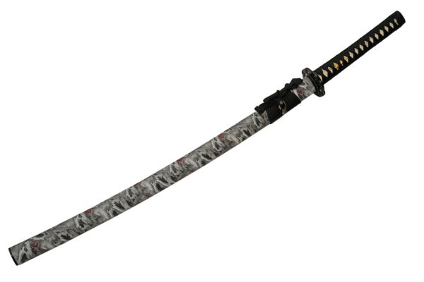 Snarling Wolf Carbon Steel Blade | Cord Wrapped Handle 41 inch Katana Sword