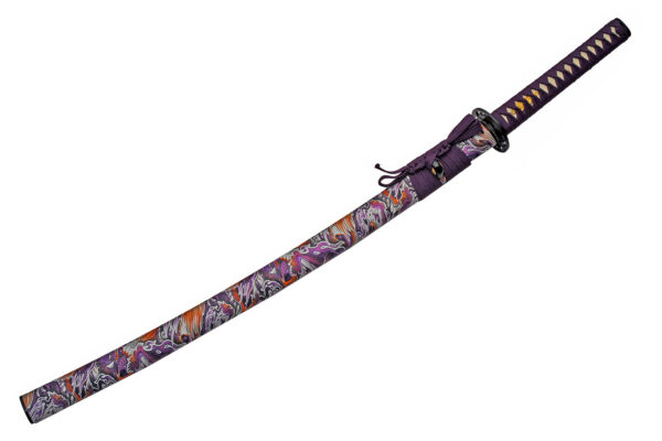 Growling Dragon Carbon Steel Blade | Cord Wrapped Handle 41 inch Katana Sword