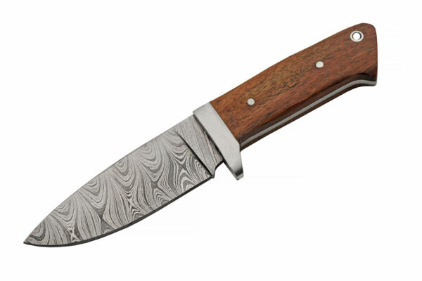 Drop Point Damascus Steel Blade | Wood Handle 8 inch EDC Hunting Knife
