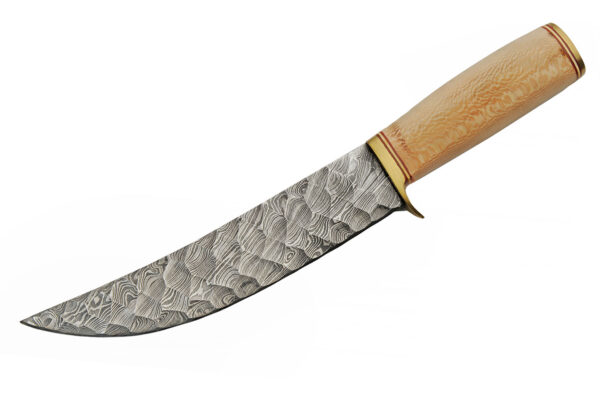 Bare Sycamore Damascus Steel Blade | Wood Handle 12.50 inch Hunting Knife