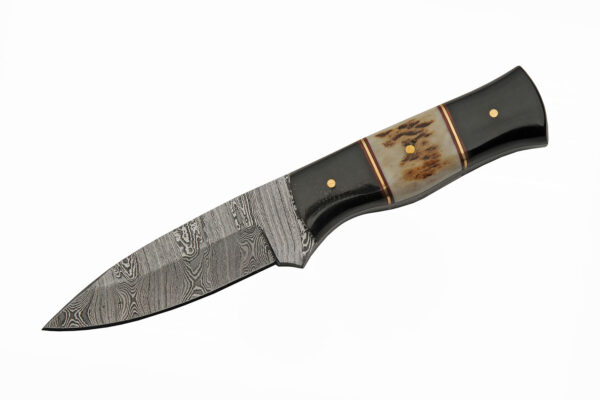 Buffalo Damascus Steel Blade | Horn/Stag Handle 7 inch Hunting Knife