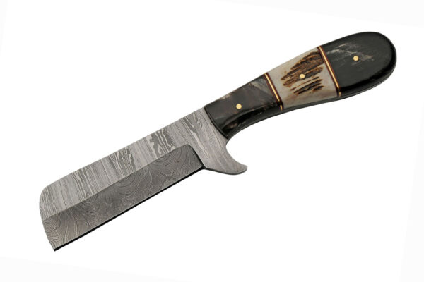 Razor Damascus Steel Blade /Horn& Stag Handle 8 inch Hunting Knife