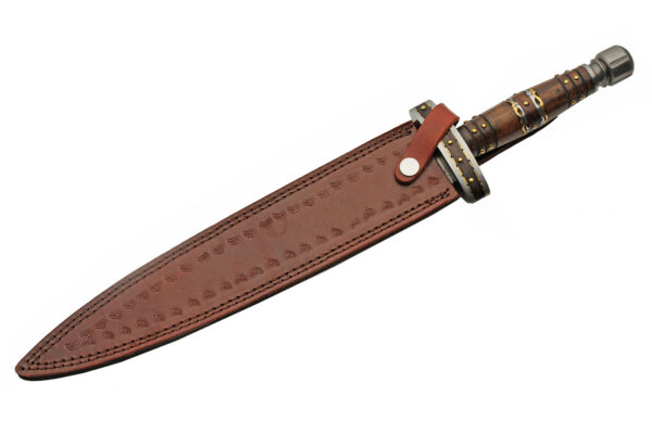 Damascus Steel Brass Spacers Wood/Steel Handle 19 inch Short Sword