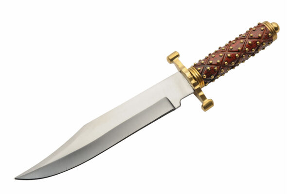 Studded Bowie Stainless Steel Blade | Wooden Handle 14 inch EDC Hunting Knife