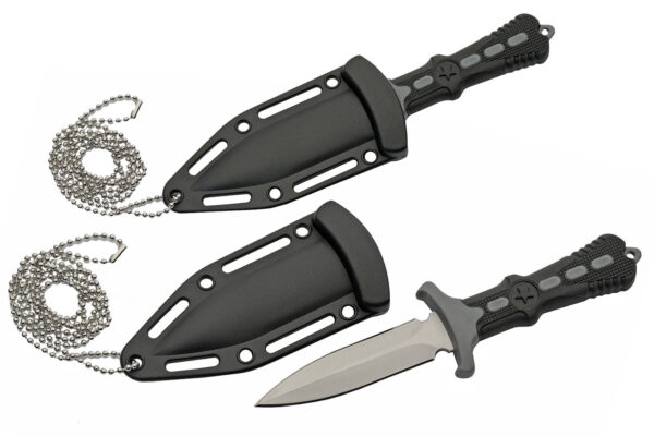 Gray Star Neck Knife Stainless Steel Blade | Rubber & Plastic Handle 6.5 inch Hunting Knife