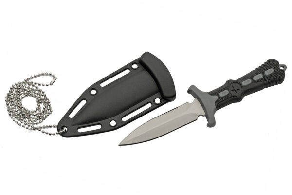Gray Star Neck Knife Stainless Steel Blade | Rubber & Plastic Handle 6.5 inch Hunting Knife