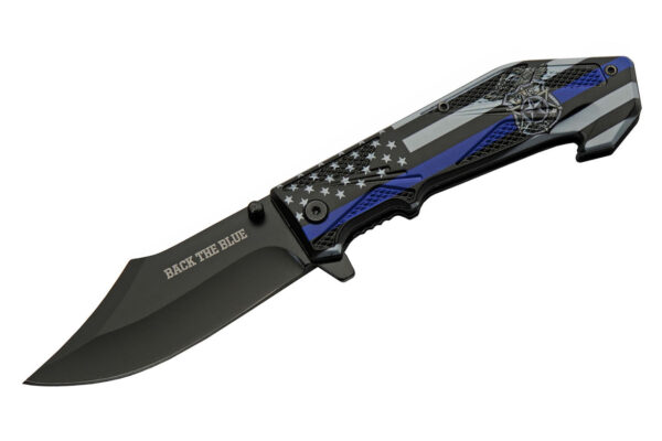 Back The Blue Stainless Steel Blade | ABS Handle 4.75 inch EDC Pocket Folding Knife