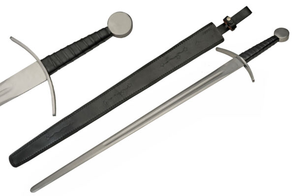Medieval Curved Guard Stainless Steel Blade | Leather Wrapped Handle 40 inch Sword