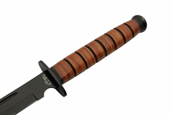 Combat Black Fixed Stainless Steel Blade | Leather Wrapped Handle 27.5 inch EDC Sword