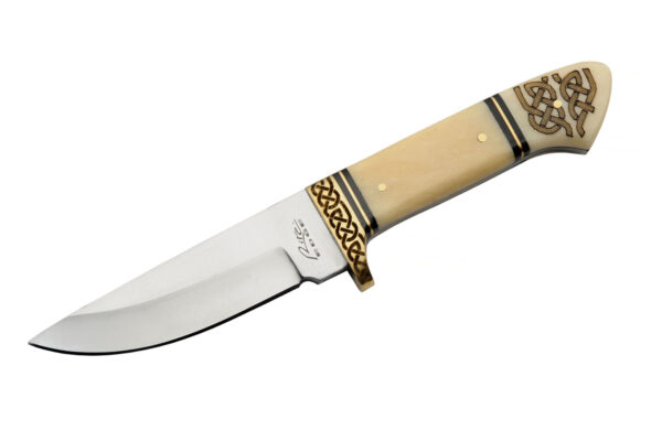 Banded Celtic Stainless Steel Blade | Bone Handle 8 inch Hunting Knife