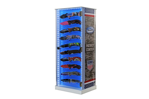 10 Piece Folding Knife Led Rotating Case Acrylic Showcase Tower Display and Storage Cabinet…