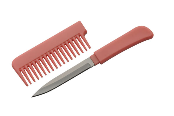 Pink Comb Stainless Steel Blade | ABS Handle 6 inch EDC Knife
