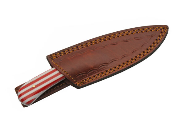 US Flag Drop Point Damascus Steel Blade | Acrylic Handle 7 inch Edc Skinner Knife