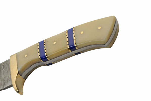 Admiral’s Blue Damascus Steel Blade | Bone Handle 9 inch Edc Hunting Knife