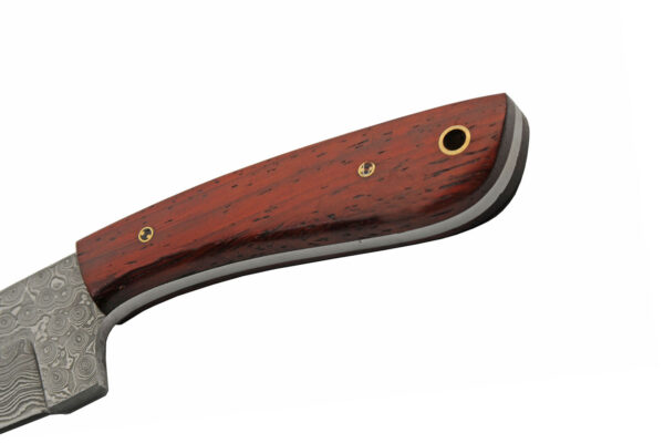 Damascus Steel Blade | Mahogany Wood Handle 7 inch Edc Skinner Knife