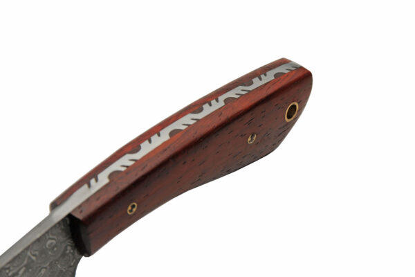 Damascus Steel Blade | Mahogany Wood Handle 7 inch Edc Skinner Knife