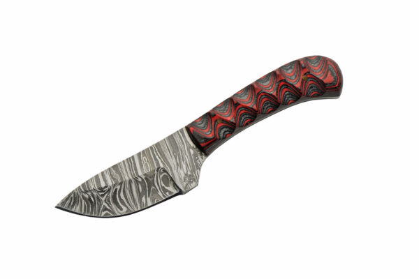 Boy’s Red Damascus Steel Blade | Grooved Wood Handle 6 inch Edc Skinner Knife