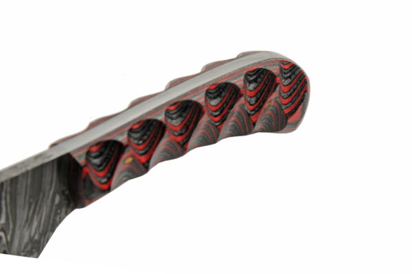 Boy’s Red Damascus Steel Blade | Grooved Wood Handle 6 inch Edc Skinner Knife