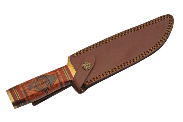 Red Sun Stainless Steel Blade | Bone Handle 12 inch Edc Hunting Knife