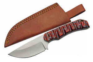 Red Charcoal Stainless Steel Blade | Colorwood Handle 8.75 inch Edc Hunting Knife