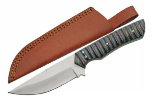 Colorwood Stainless Steel Blade | Grooved Colorwood Handle 9.5 inch Edc Hunting Knife