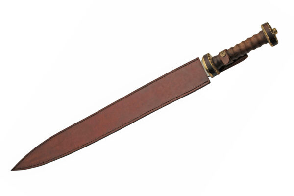 Roman Delos Damascus Steel Blade | Wooden Handle 30 inch Edc Sword