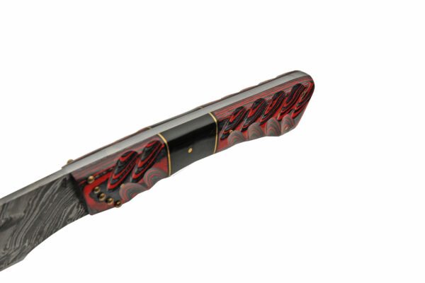 Dawn Breaker Damascus Steel Blade | Red Grooved Wooden Handle 22 inch Edc Sword