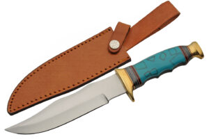 Turquoise Stainless Steel Blade Raisin Handle 12.25 inch Edc Hunting Knife