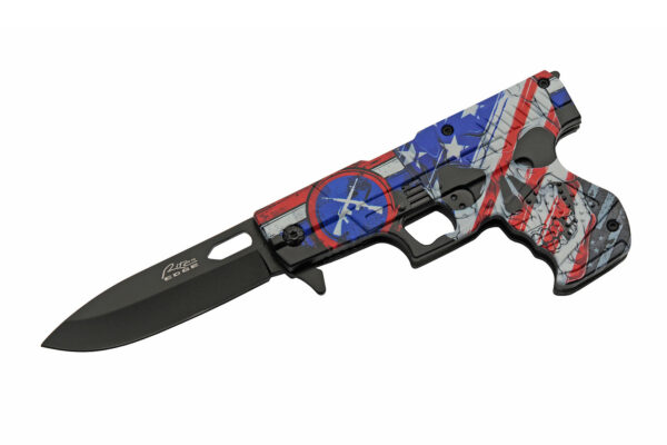 Skull Stainless Steel Blade | Abs Handle 7.75 inch Edc Gun Folding Knife