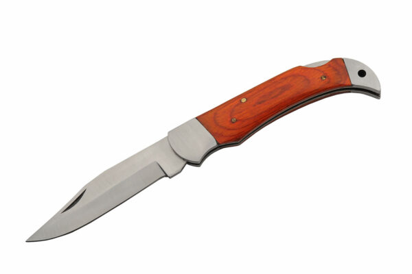 Eagle Tail Stainless Steel Blade | Orange Pakkawood Handle 9 inch Edc Folding Knife