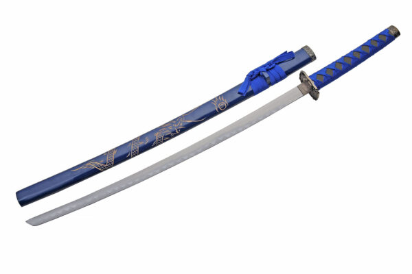 Blue Dragon Carbon Steel Blade | Cord Wrapped Wooden Handle 40 inch Katana Sword