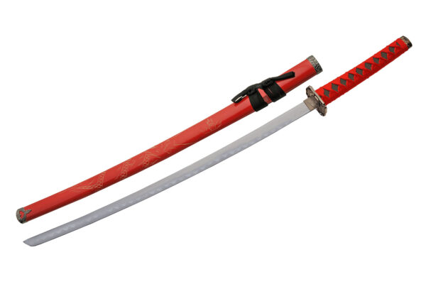 Red Dragon Carbon Steel Blade | Cord Wrapped Wooden Handle 40 inch Katana Sword