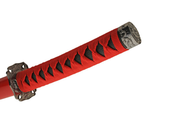 Red Dragon Carbon Steel Blade | Cord Wrapped Wooden Handle 40 inch Katana Sword