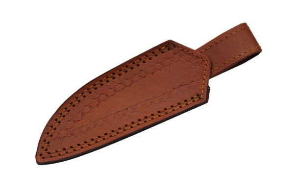 Exotic Damascus Orange Hunter 8″ Wooden Handle