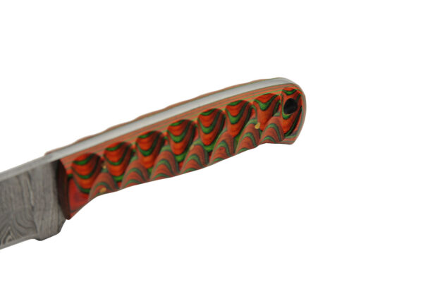 Exotic Damascus Orange Hunter 8″ Wooden Handle