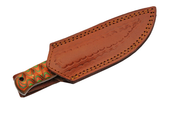 Exotic Damascus Orange Hunter 8″ Wooden Handle