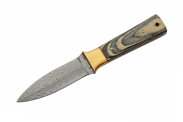 Zebra Boot Style Damascus Steel Blade | Pakkawood Handle 9 inch Edc Hunting Knife