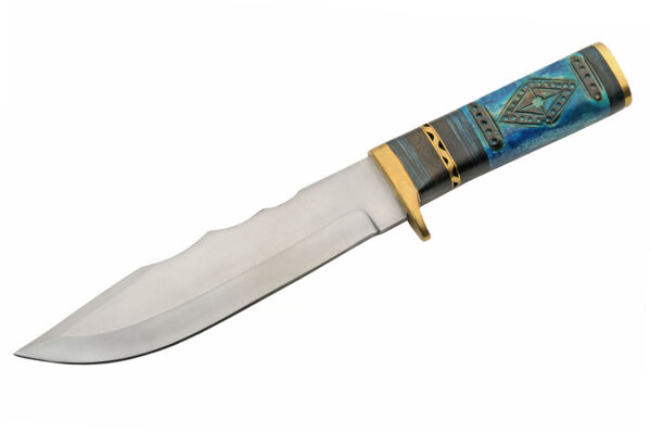 Oceans Blue Stainless Steel Blade Wooden Handle 12 inch Edc Hunting Knife