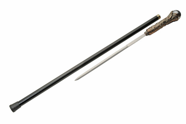 Bronze Wizard Stainless Steel Blade | Silver Top Engraved Handle 40 inches Metal Cane Sword